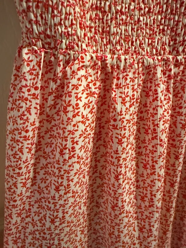 Baltic Born Red & White Floral Tie-Shoulder Smocked Midi Sundress - Image 8