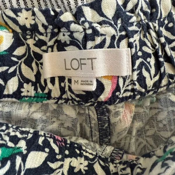 2 pair J Crew Loft Linen Blend Shorts Blue Stripe Bird M - Image 6