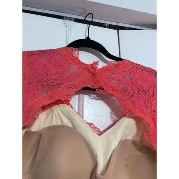 Floral Lace Mermaid Gown Coral Pink Sweetheart Neckline Cutout Back Formal Dress - Image 10