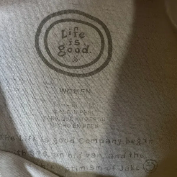 Life is Good Womens Cream Patriotic American Flag Heart Graphic T-Shirt Medium - Image 3
