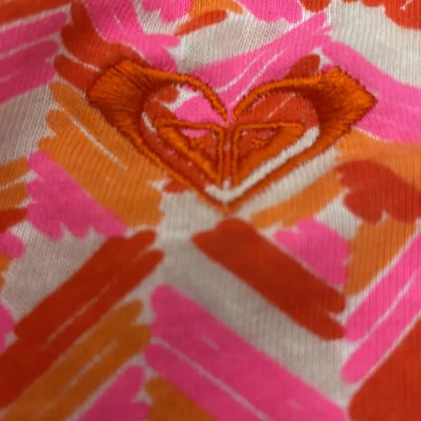 Roxy Orange, Red, White & Pink Abstract Print Cut Out Back Sleeveless Sundress M - Image 7