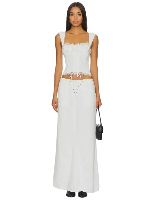 LIONESS Palmer Corset in Porcelain White Small New Womens Sleeveless Tank Top - Image 4