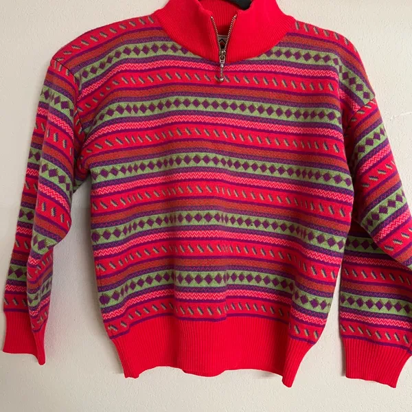 Vintage JD Sun Valley 1/4 zip wool sweater womens L - Image 2