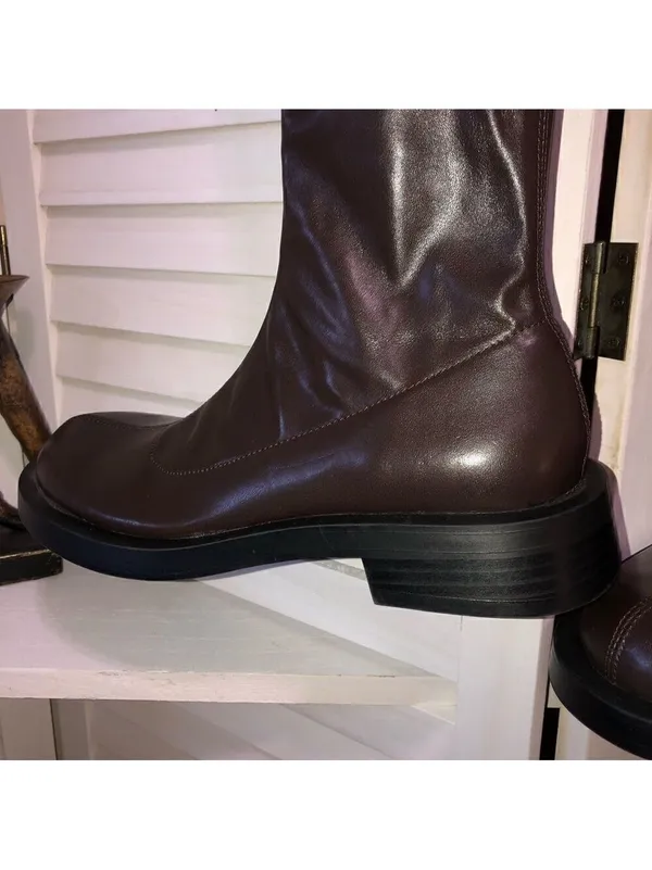 Zara Over The Knee Brown Flat Boots Size 7 5 - Image 5