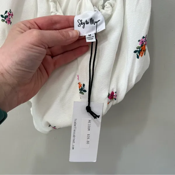 NEW Sky to Moon Top Medium Cropped White Pink Floral Spaghetti Straps‎ NWT - Image 7
