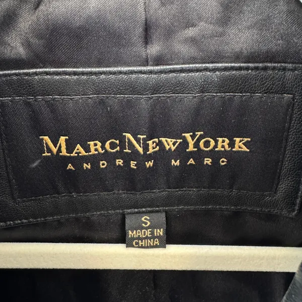 Vintage Andrew Marc NY Genuine‎ Leather Women's Jacket Zip Front Collared Small Black - Image 8