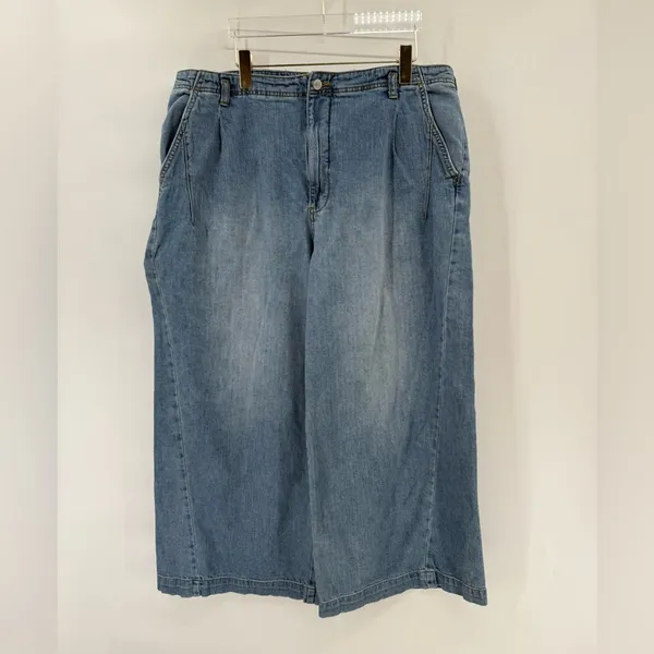 Anthropologie Pilcro High Rise Pleated‎ Wide Leg Trouser Jean Size 32 - Image 3