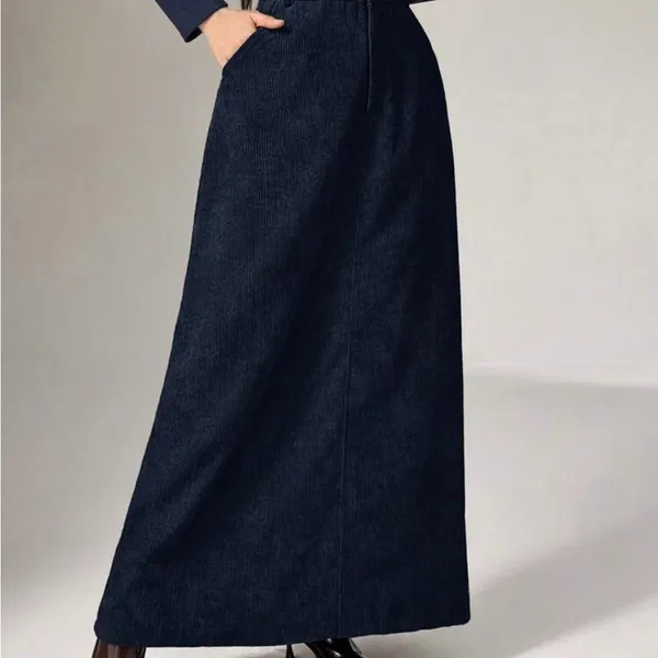 Elegant Navy Blue Maxi Skirt - Image 2
