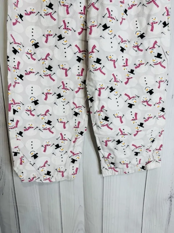 Charter Club Intimates Fleece Pajama Set Sz L White Pink Snowman Pockets - Image 10