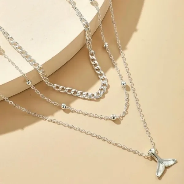 3/$30 🤍 Multi Layered Charm Necklace Silver - Image 4