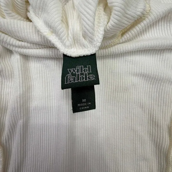 Wild Fable Women's White Ribbed Exposed Seam Turtleneck Long Sleeve Top - Image 3