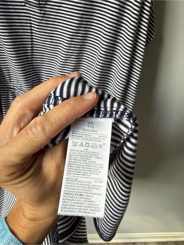 GAP Navy Blue White Striped Sleeveless Dress MIDI Dress Buttons Soft Size XXL - Image 8