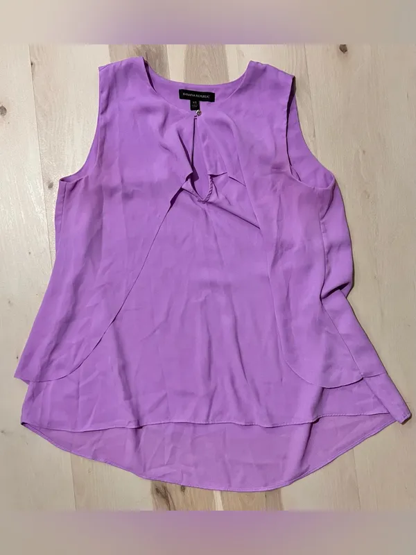 Banana Republic Women XS Pastel Lilac Flowy Sleeveless Blouse Minimalist Office - Image 5