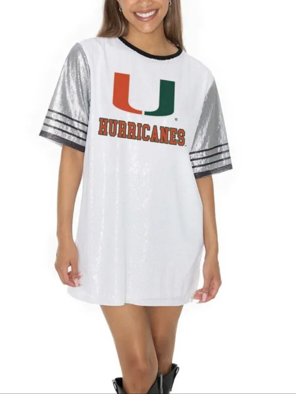 Miami Hurricanes Gameday Couture Women's Full Sequin Jersey Dress Size Large - Image 11