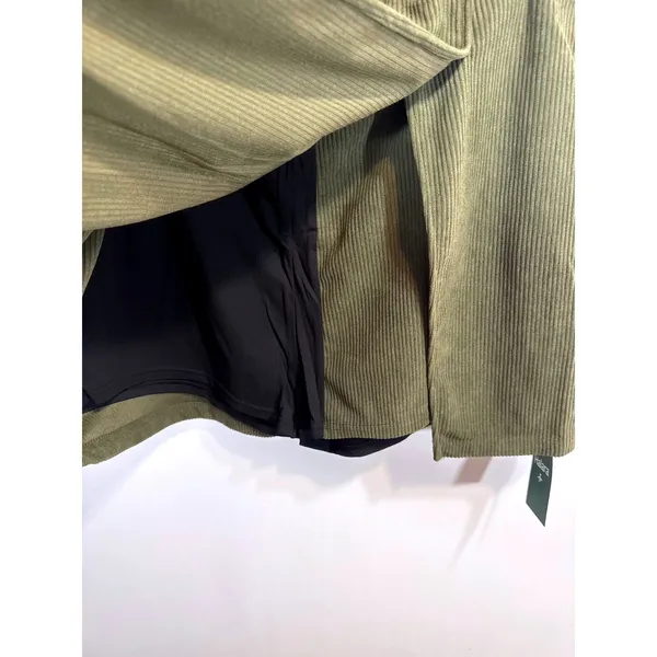 Halara Corduroy Mini Skirt‎ Olive Green Side Slit Zip Closure XL NWT Academia - Image 2