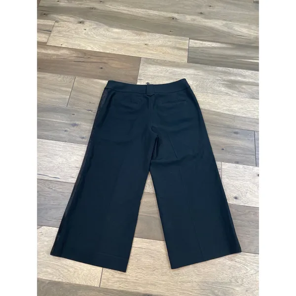 LOFT Marisa Black Wide Leg Capri Gaucho Pants Sequin Detail Size 2 - Image 9