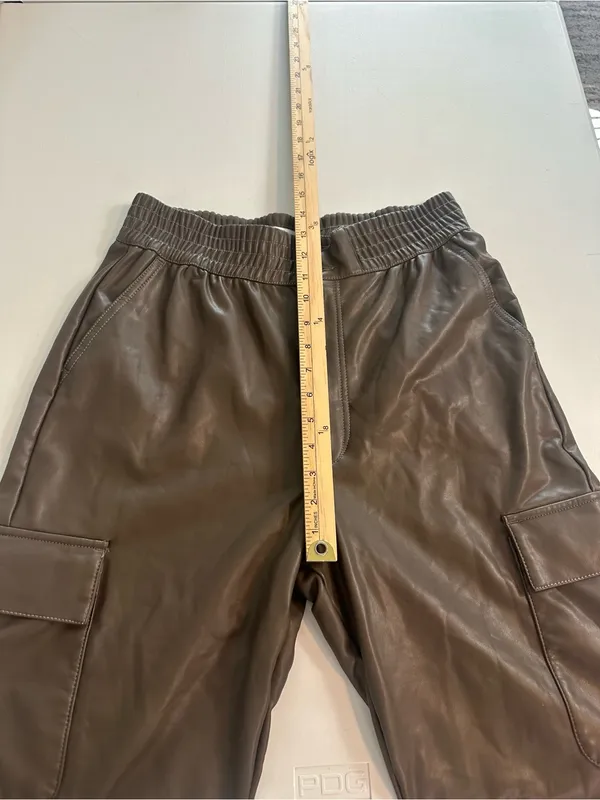 Abercrombie & Fitch Faux Brown Leather Cargo High Rise Jogger Pants Size L NWT - Image 6