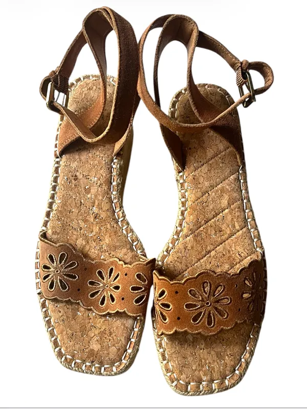 Crown Vintage Espadrille Sandals Fentisa Warmest Buff Cow Suede - Image 2