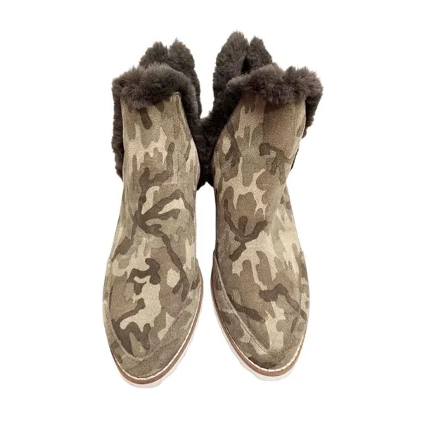 Pelle‎ Moda Boots Size 6.5 Erin Faux Fur Trim Wedge Camouflage Zip Booties - Image 3