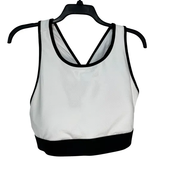 Fabletics White Black Mesh Cross Back Sports Bra BA2042012-1076-17040 Size 2X - Image 2