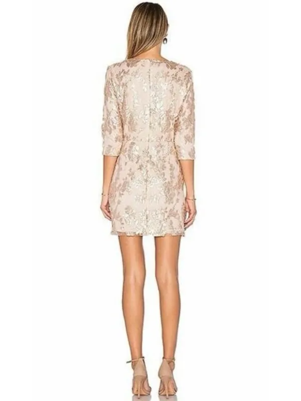 Lovers + Friends Blush Sequin Floral V-Neck Mini Dress - Image 4