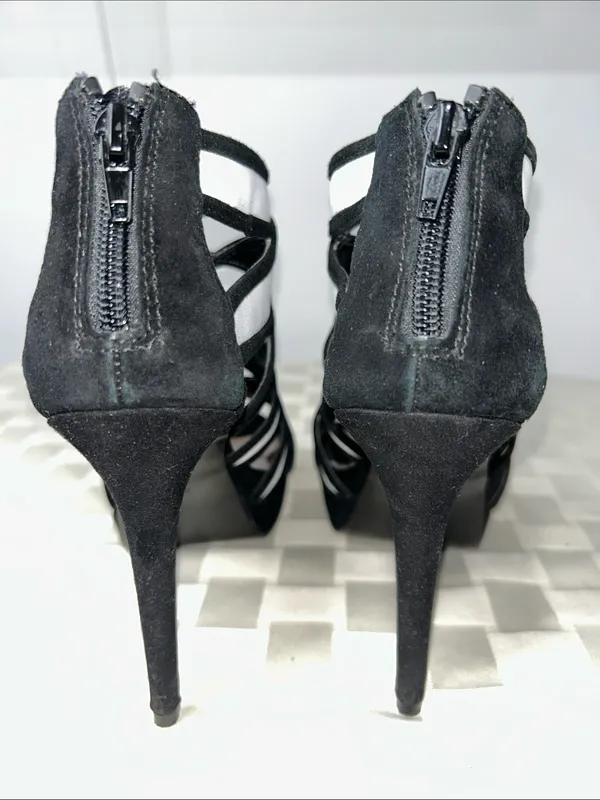 Carlos Santana Black Strappy Suede High Heel Sandals - Image 2