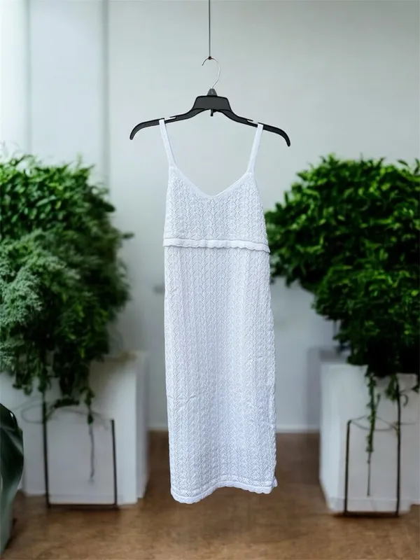 Revolve NWT 525 America White Pointelle Cotton Crochet knit Dress Small - Image 2