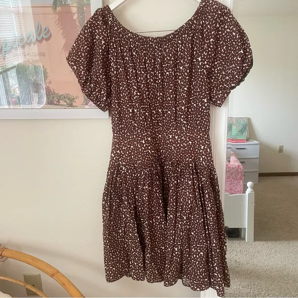 J. Crew Drop-waist cotton poplin mini dress in mocha floral Size 10 New - Image 10