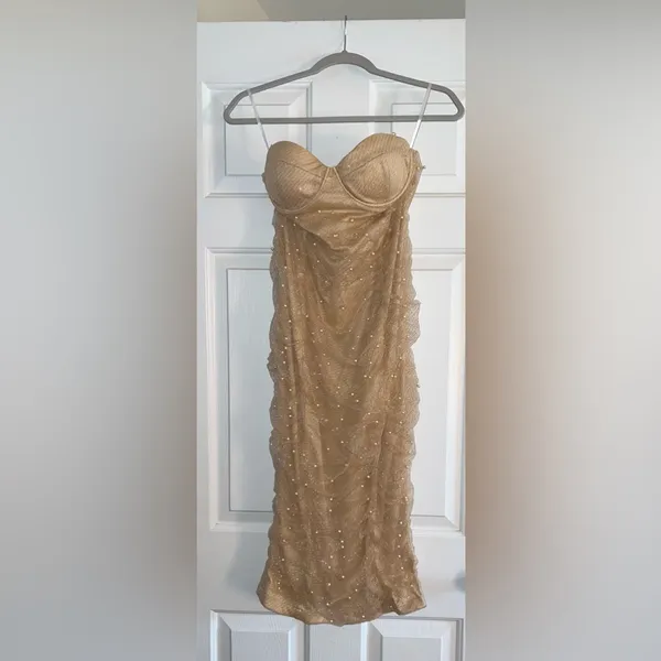 Hello Molly Magical Connection Midi Dress in Gold Size 8 New with tags - Image 6