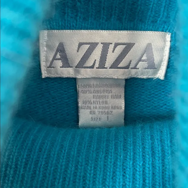 Vintage Aziza Argyle Lambswool Angora Sweater‎ Turtleneck Oversized - Image 3
