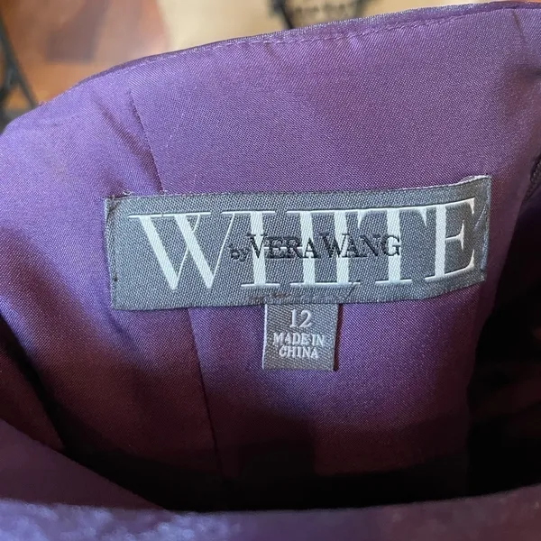 White by Vera Wang‎ Strapless Tulle Dress Purple 12 - Image 6