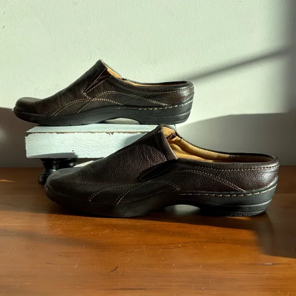 Browns Landing Amy Dark Brown Leather Mules Clogs Shoes‎ Womens 8M FL423-26 - Image 2
