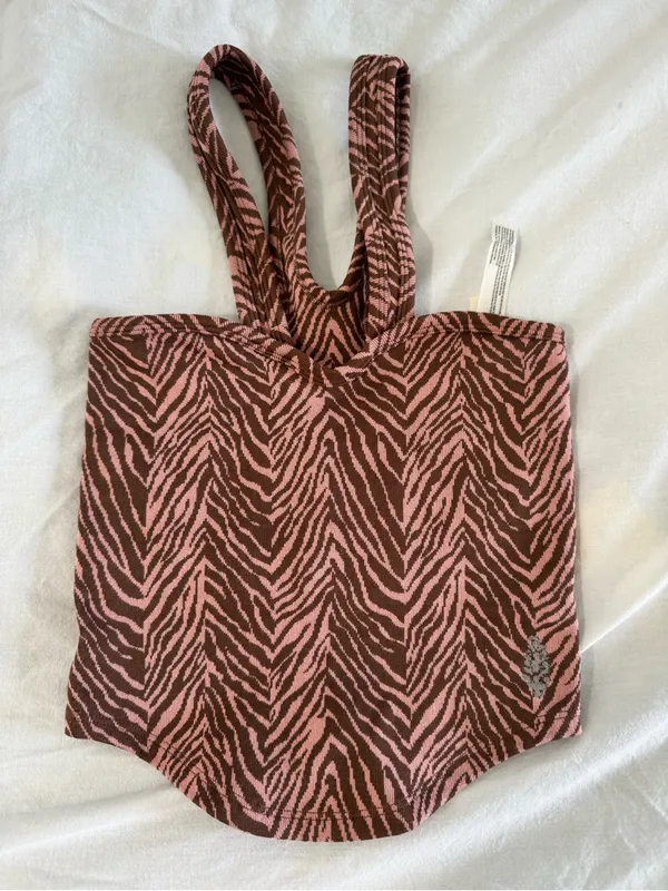 Free People Movement Pink & Black Zebra Print Tank Top Flutter Kick NWOT - Image 6