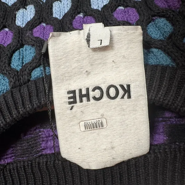 Koche Cropped Polka Dot Sweater Womens size large FLAWED‎ Black - Image 2
