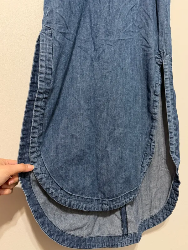 Free People Midi Denim Dress Size XS Belted Blue Summer Long Sleeveless - Image 5