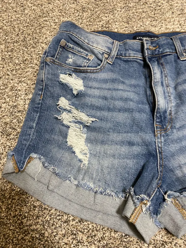 Aeropostale Blue Distressed Jean Shorts High-Waisted - Image 4