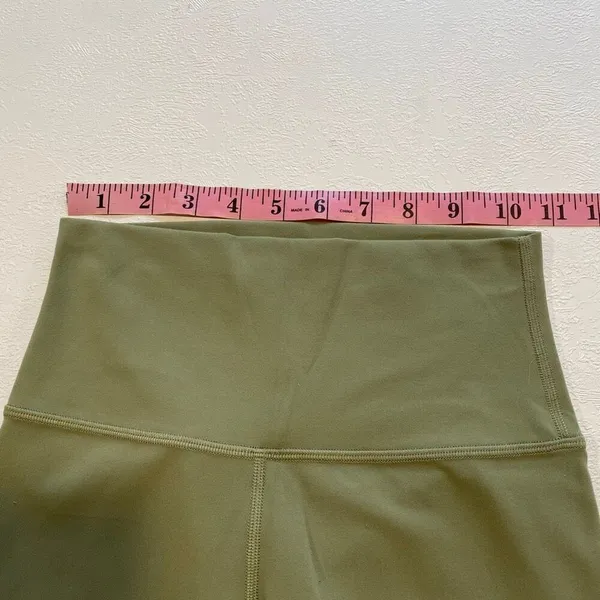Lululemon High Rise Biker Shorts Women Size 4 Olive Green Stretch Athletic - Image 5
