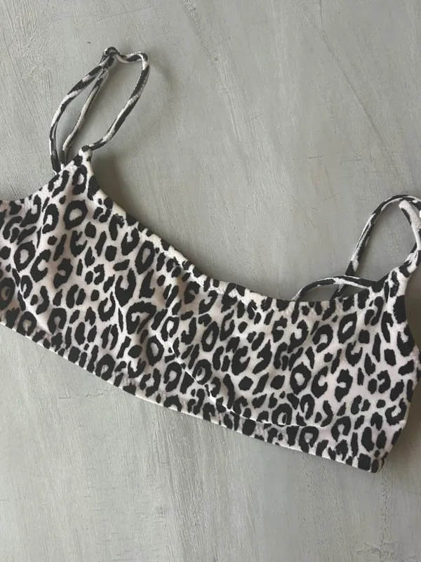 Triangl Leopard Print Bralette Bikini Top Textured Size Small - Image 9