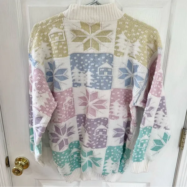 ✨ Vintage 90s SPUNKY “Winter Wonderland” Sparkle Thread Sweater Sz Medium (6) - Image 7