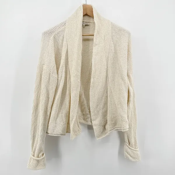 Madewell Shawl Collar Crop Cardigan‎ Sweater Marshmallow Medium Open Cotton - Image 3