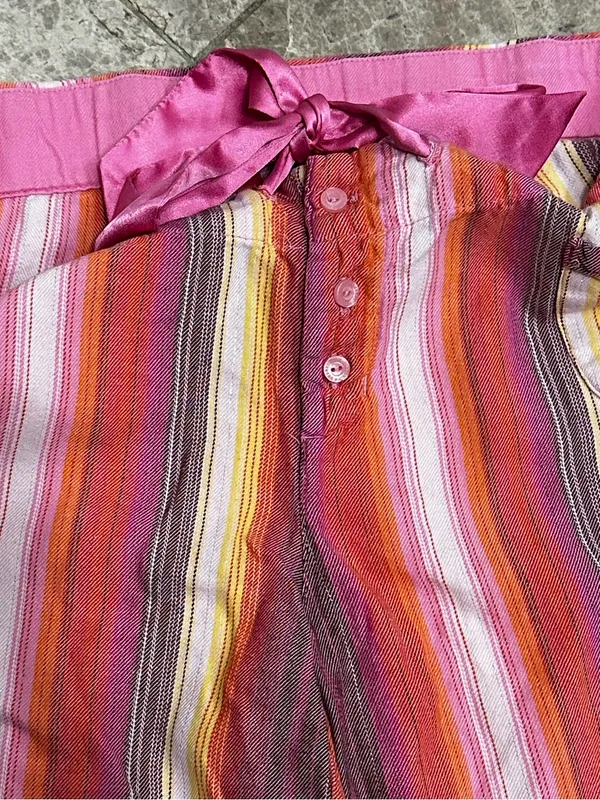Y2K PINK Victoria’s Secret Pajama Pants Womens Striped Cotton Blend Drawstring S - Image 8