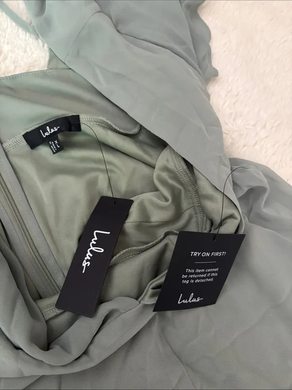 Lulus Promise Of Love Sage Brush Flutter Sleeve Maxi Dress Size XL Bridesmaid - Image 6