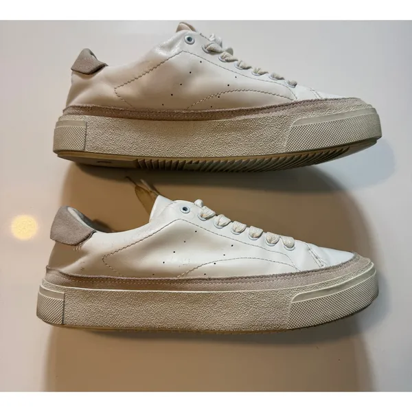 AllSaints Trish Leather Platform Sneakers Chalk White Women's Size 9 - Image 4