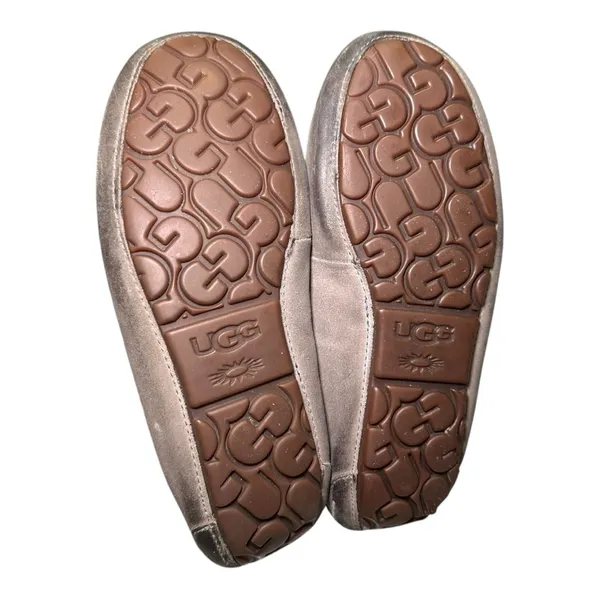 UGG Ansley Suede Shearling Moccasin Slippers Grey House Shoes Womens‎ Size 9 M - Image 6
