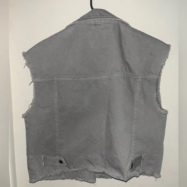 ZARA Light Gray Denim Vest with Button Front - Image 3