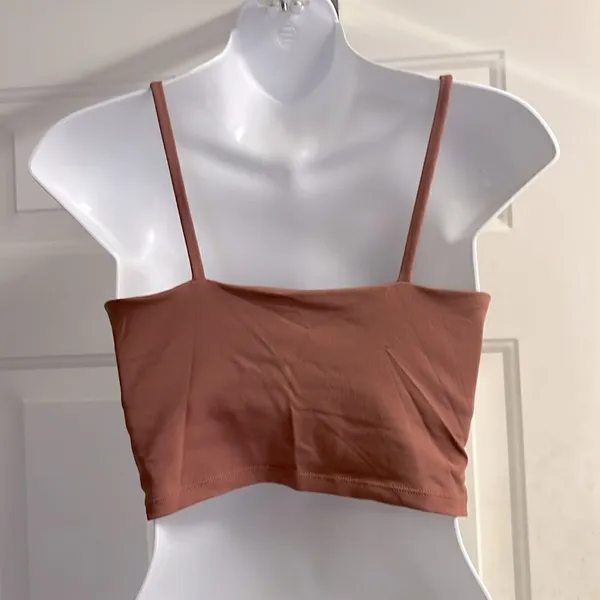 Women Shelf Sports Bra Longline Workout Yoga Crop Tank Top Camisole Bra- Sunset - Image 2