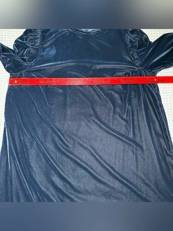 GAP Shift Dress Size XL Navy Blue Mock Neck Velvet Long Sleeve Holiday Classic - Image 4