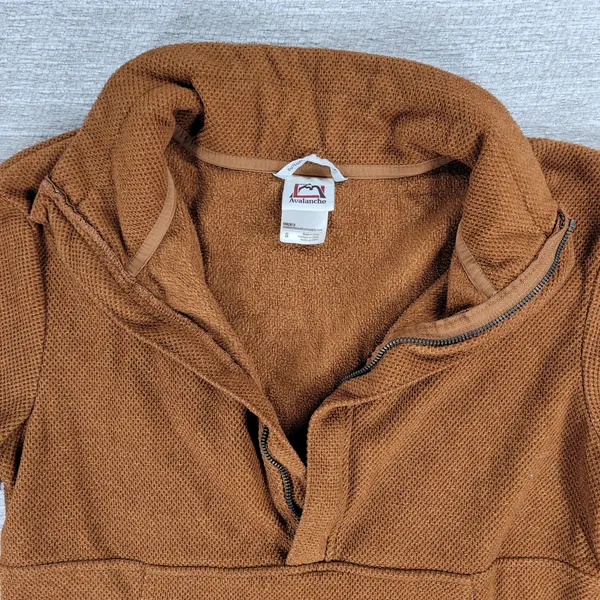 Avalanche Fleece Womens Small Rust Brown Quarter Zip Textured Pullover Top - Image 5