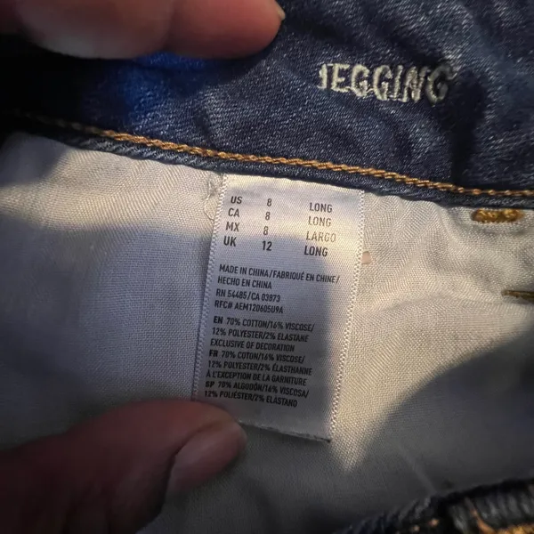 American‎ Eagle Super Stretch Jeggings Womens 8 Long Medium Wash Blue Slim Denim - Image 3