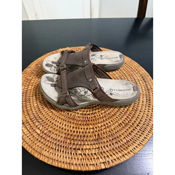 Merrell Bracken Brown Leather Slide Sandals Womens 7 J62322 Outdoor Comfort - Image 4